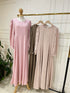 Women Lantern Sleeves Round Neck Empire Flowy Dress
